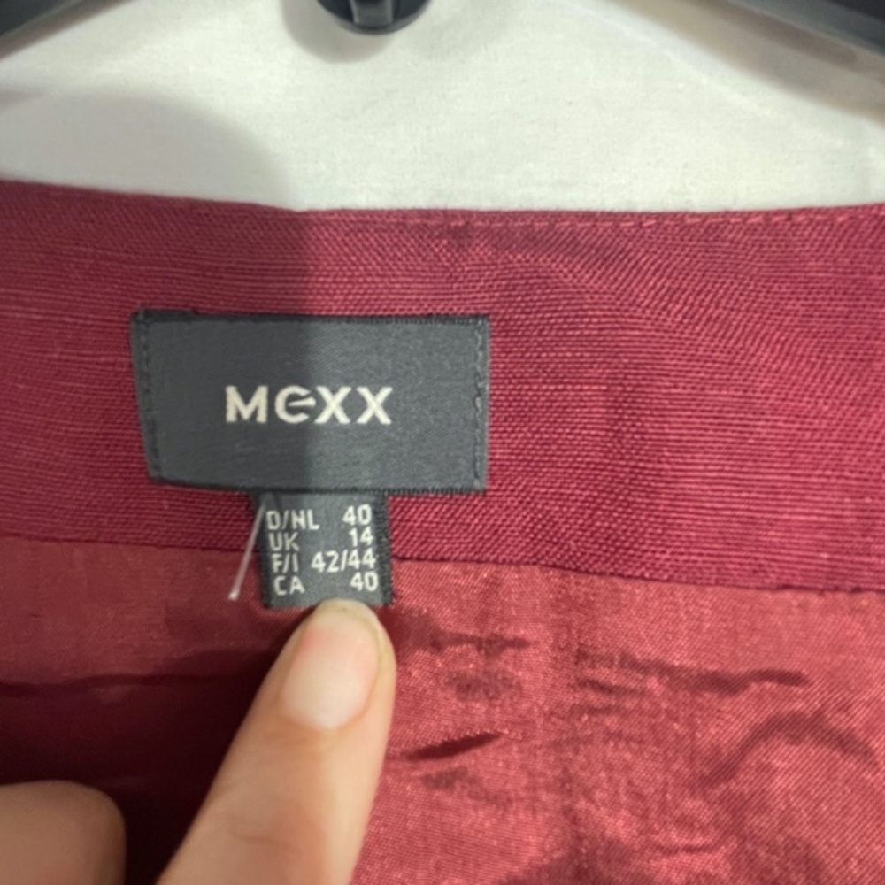 Mexx Womens Wrap Dress Burgundy Tie Closure Sleeveless V-Neck Linen Size M - Picture 9 of 11